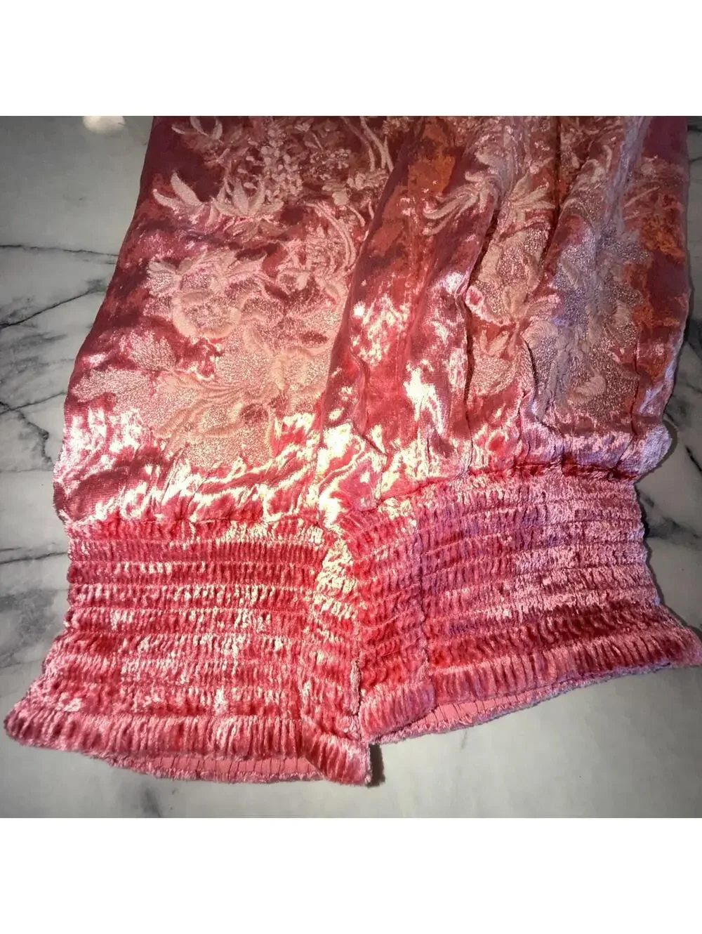 Anthropologie Rosie Embroidered Crushed Velvet Joggers Sz small boho PINK pants - Picture 6 of 8